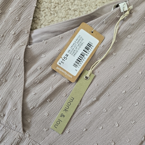 NWT $115 Monk & Lou Swiss Dot Tiered Dress Size L Blush Pink Maeve - Picture 4 of 11